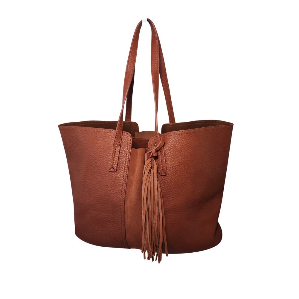 Shiraleah Fringe Tassel Tote Bag Cognac Bohemian